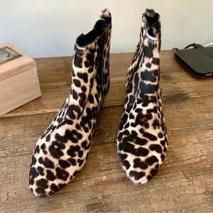 Boden Real Calf Hair Leopard Print Ankle Boots